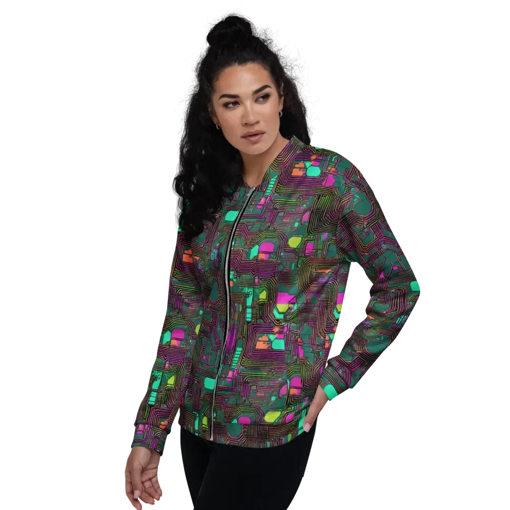 Neon Circuit on Bomber Jacket — Left