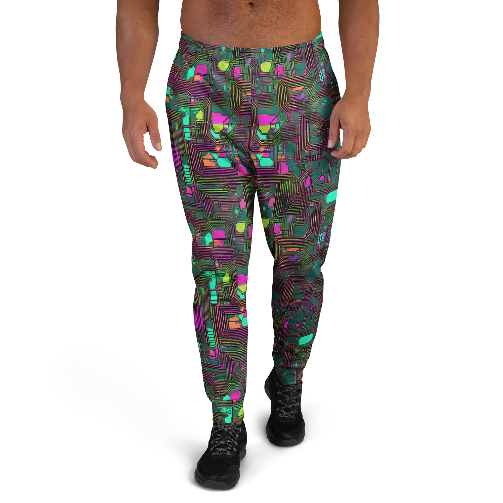 Neon Circuit on Men's Joggers — Front