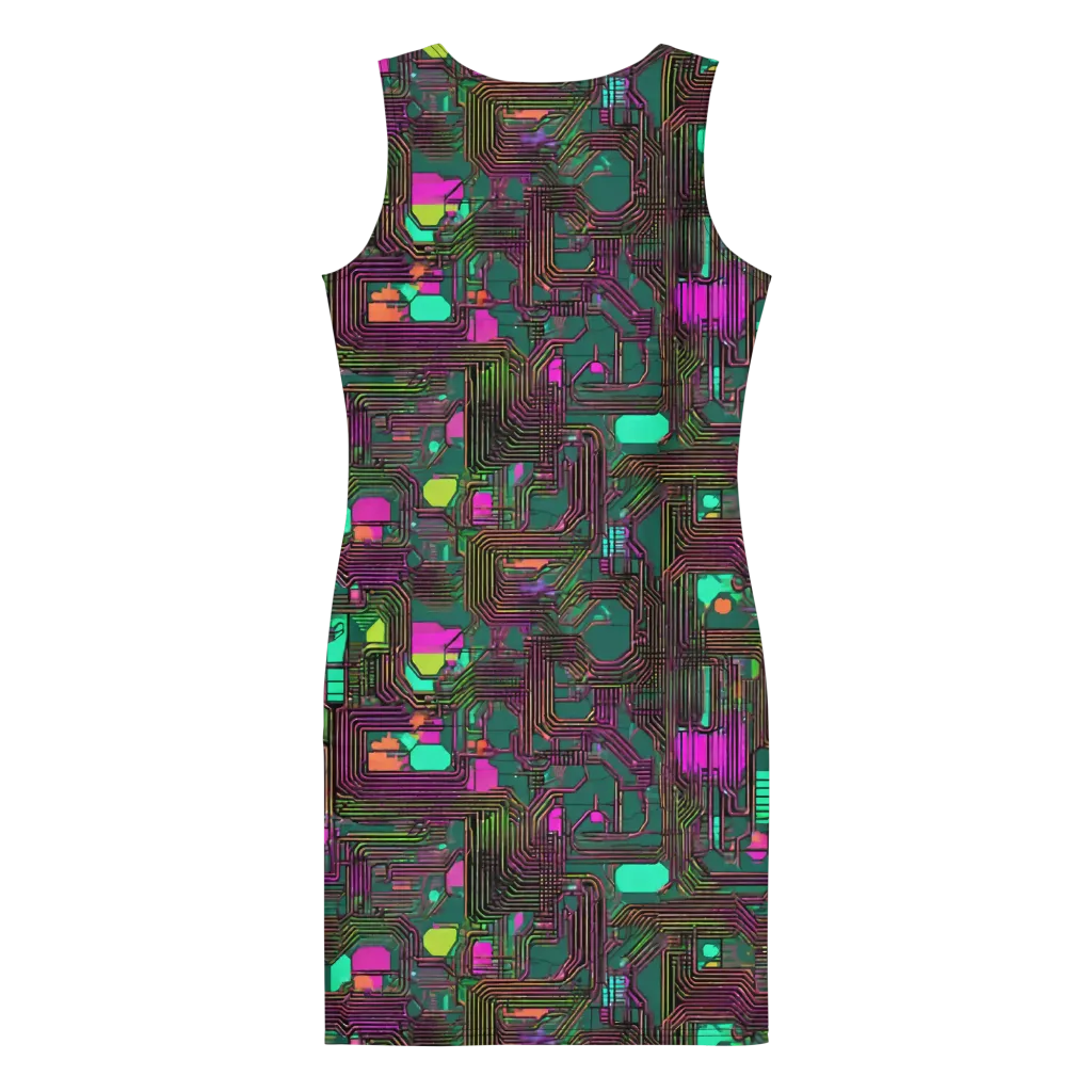 Neon Circuit on Bodycon Dress — Back