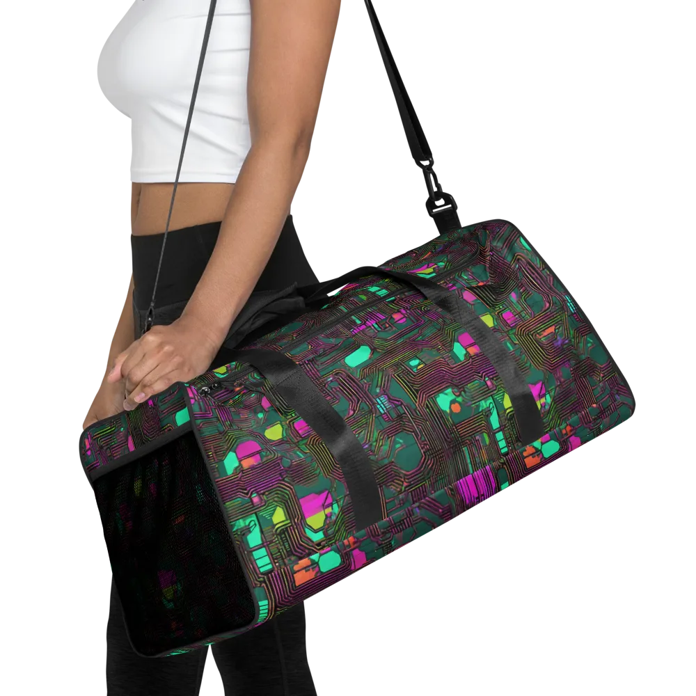 Neon Circuit on Duffle Bag — Front