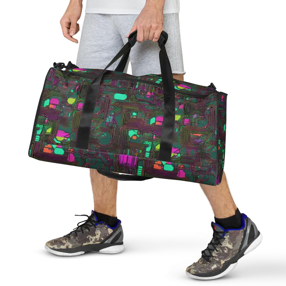 Neon Circuit on Duffle Bag — Front