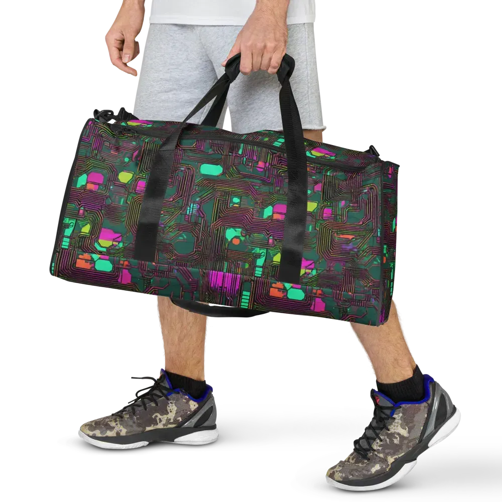 Neon Circuit on Duffle Bag — Front