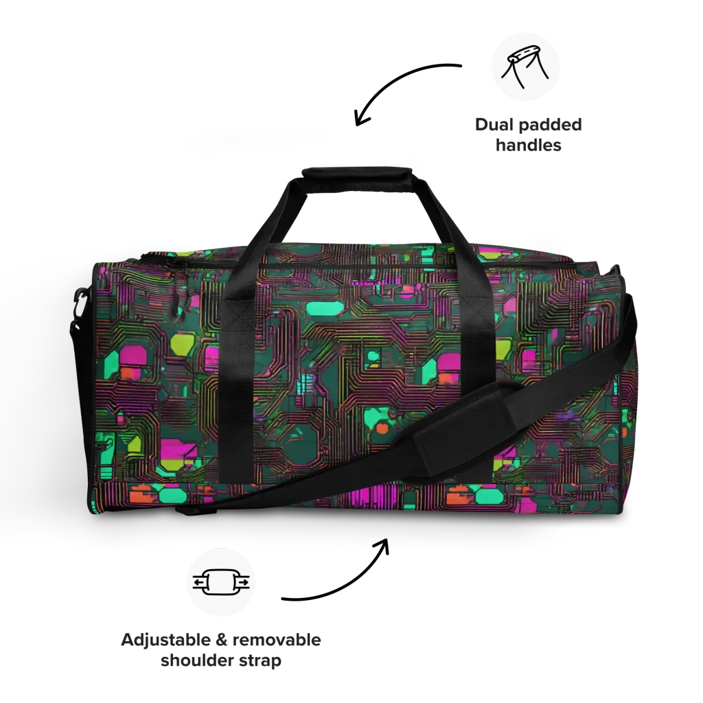 Neon Circuit on Duffle Bag — Front