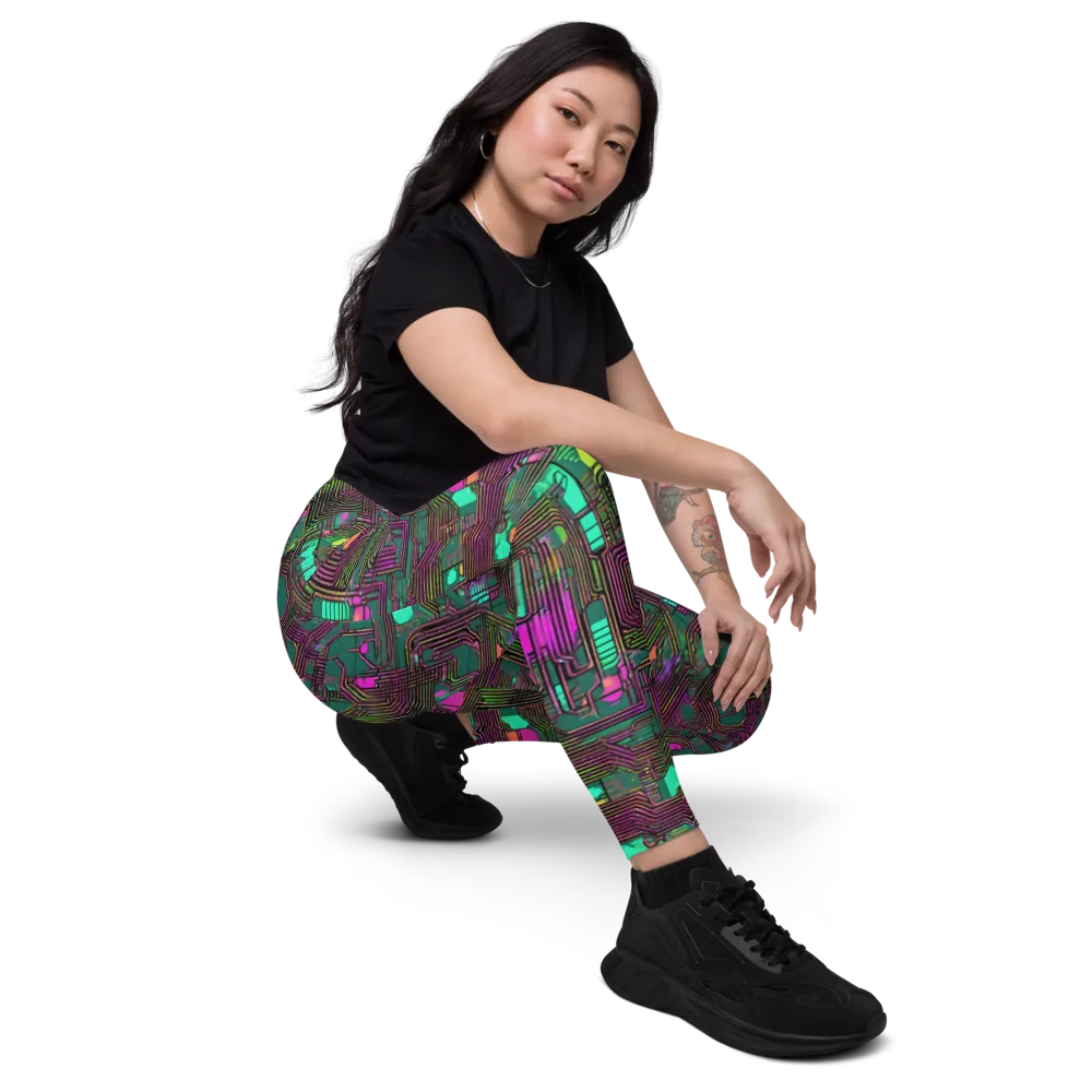 Neon Circuit on Leggings with Pockets — Right Front