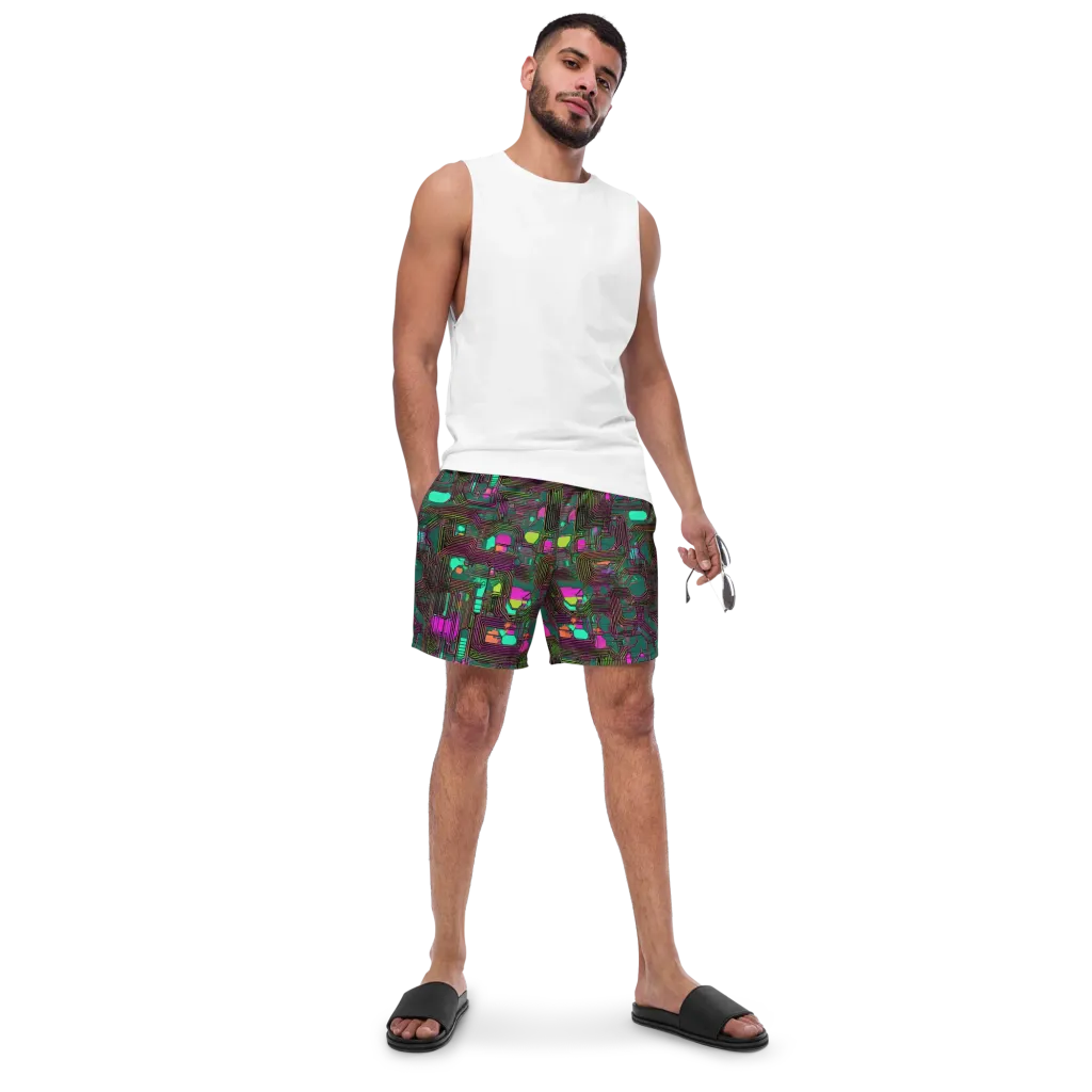 Neon Circuit on Swim Trunks — Front