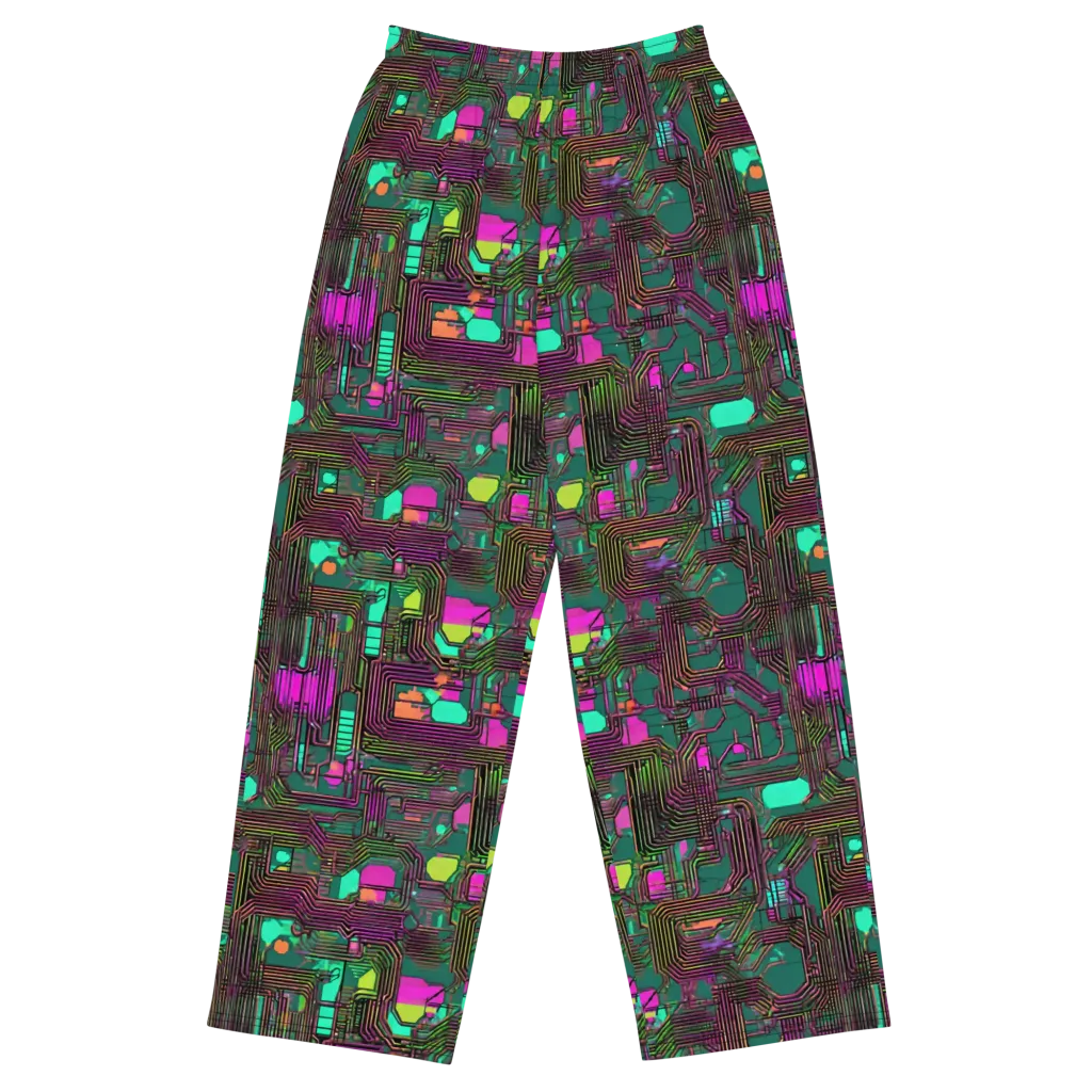 Neon Circuit on Wide-Leg Pants — Front