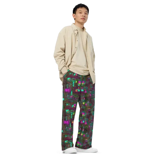 Neon Circuit on a Wide-Leg Pants