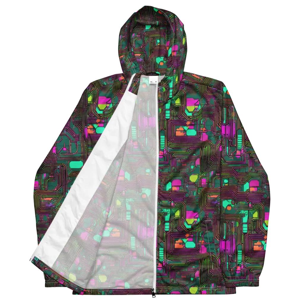 Neon Circuit on Men's Windbreaker — Front