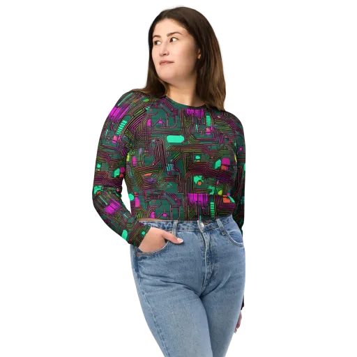 Neon Circuit on a Long Sleeve Crop Top