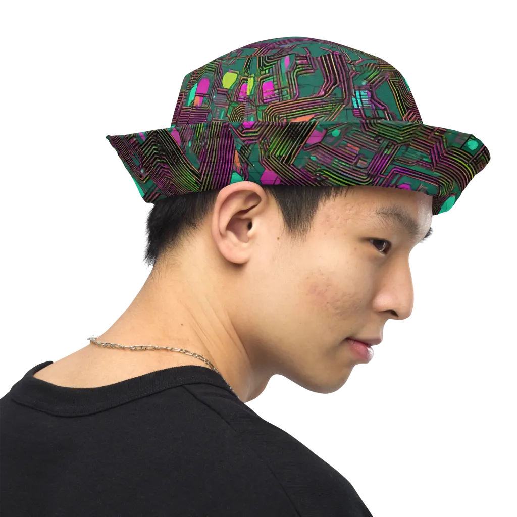 Neon Circuit on Reversible Bucket Hat — Right Outside