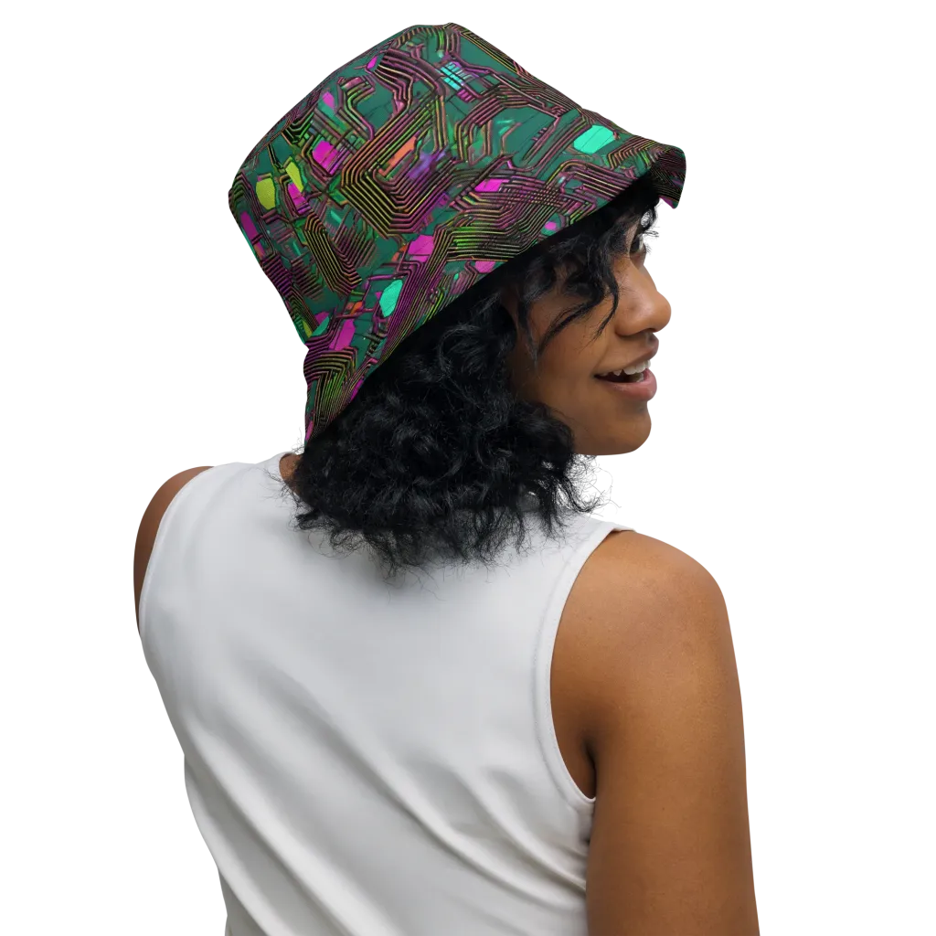 Neon Circuit on Reversible Bucket Hat — Right Outside