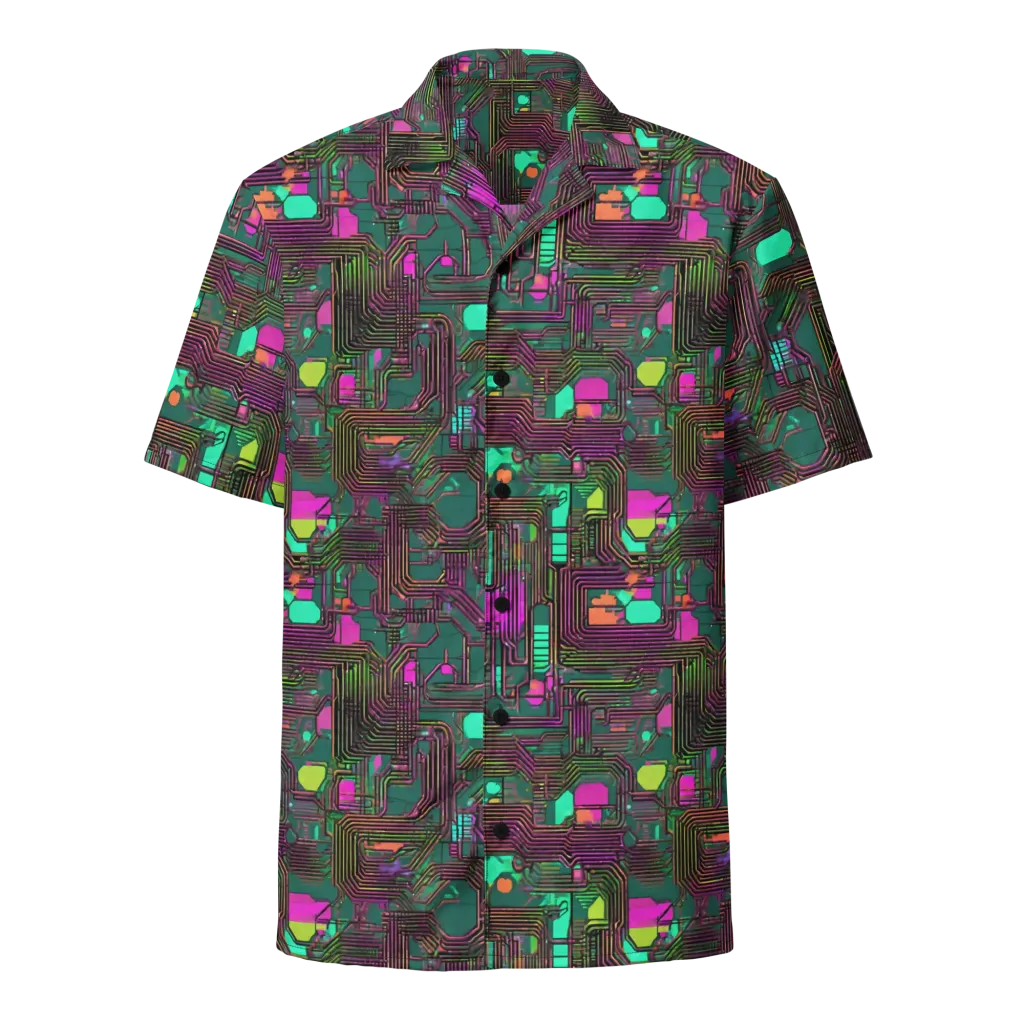 Neon Circuit on Button Shirt — Front