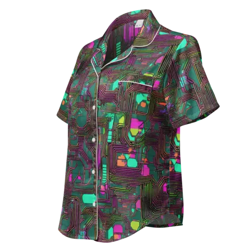 Neon Circuit on a Women's Short Sleeve Pajama Top