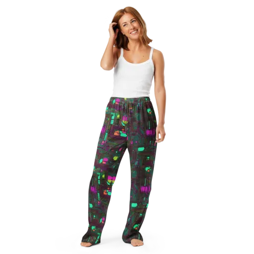 Neon Circuit on a Women's Pajama Pants