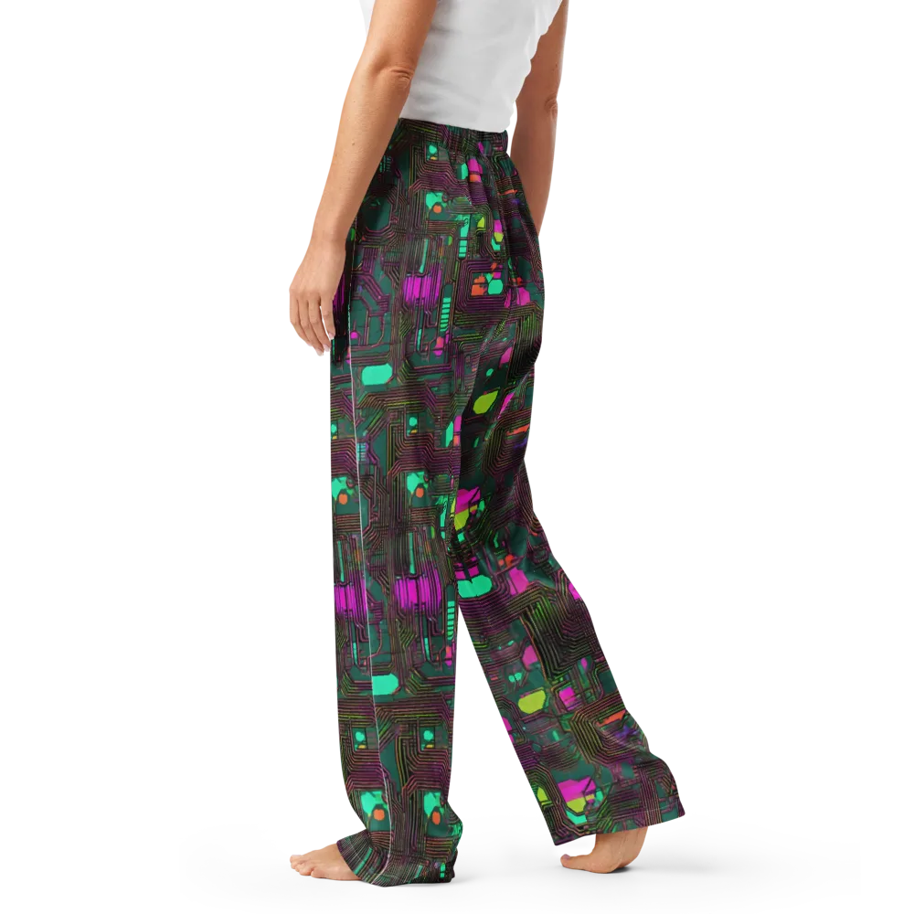 Neon Circuit on Women's Pajama Pants — Left