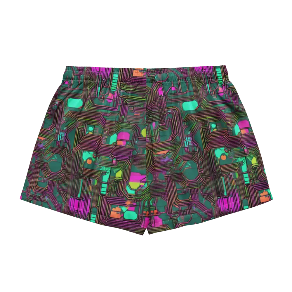 Neon Circuit on Women's Pajama Shorts — Back