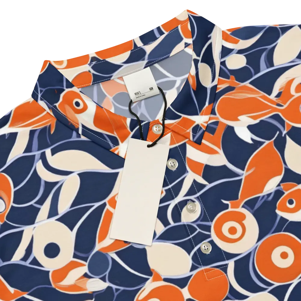 Navy Koi Garden on Men's Slim Fit Polo Shirt — Product details