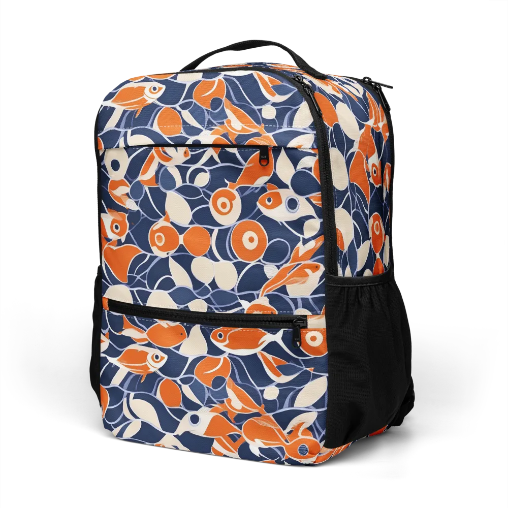 Navy Koi Garden on Utility Backpack — Left Front