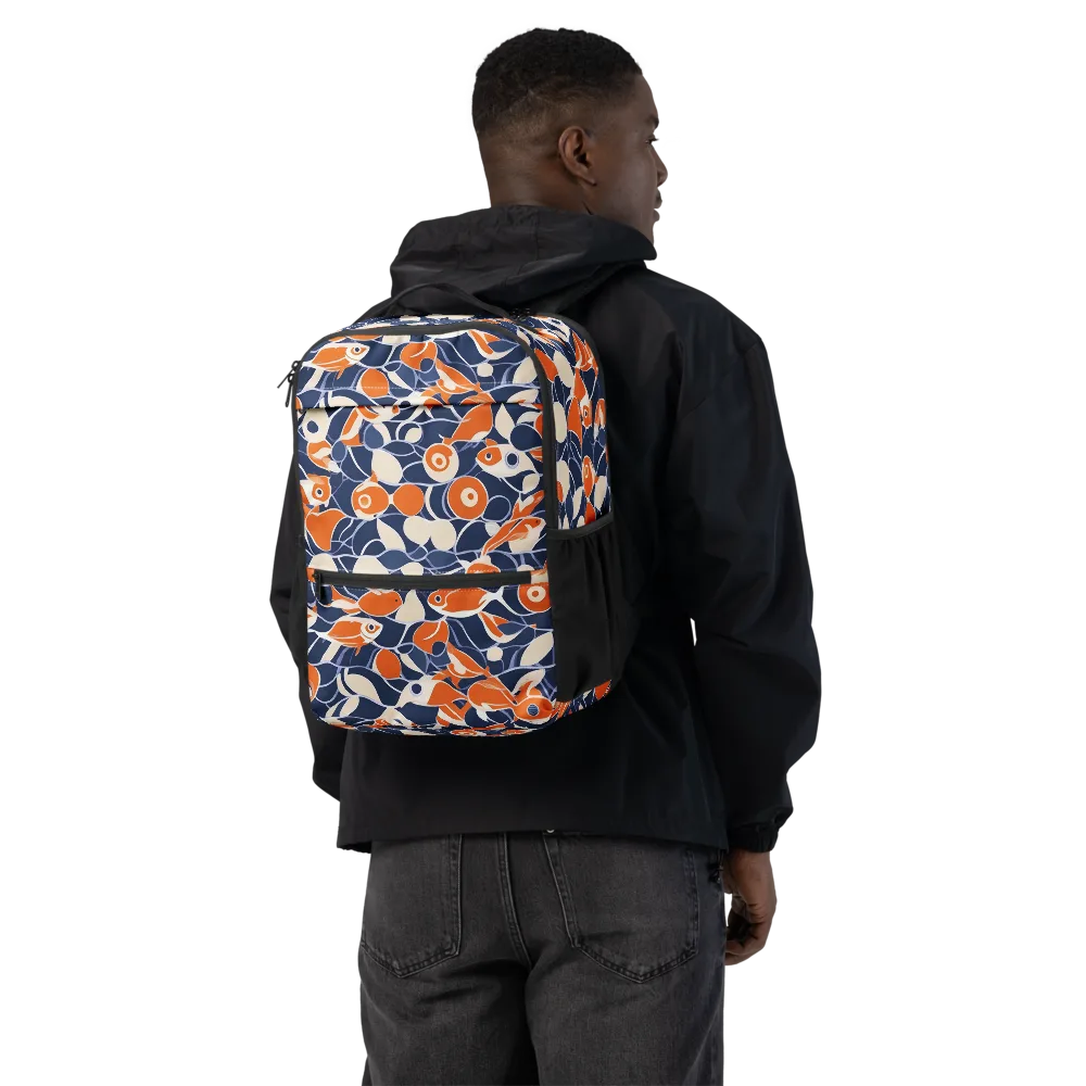 Navy Koi Garden on Utility Backpack — Back