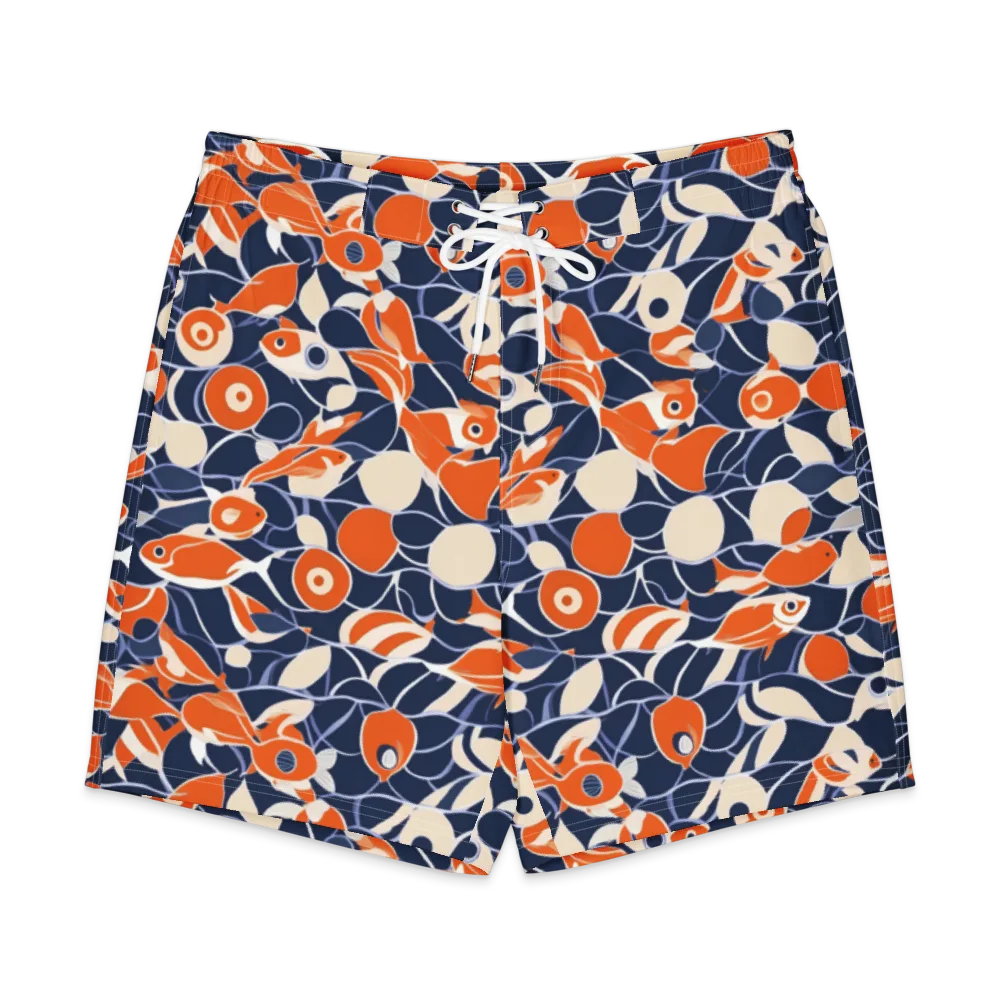 Navy Koi Garden on Men's Board Shorts — Front