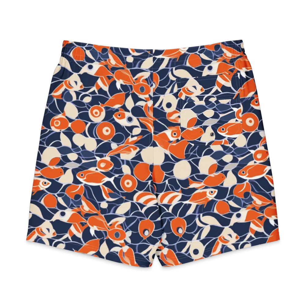 Navy Koi Garden on Men's Board Shorts — Back