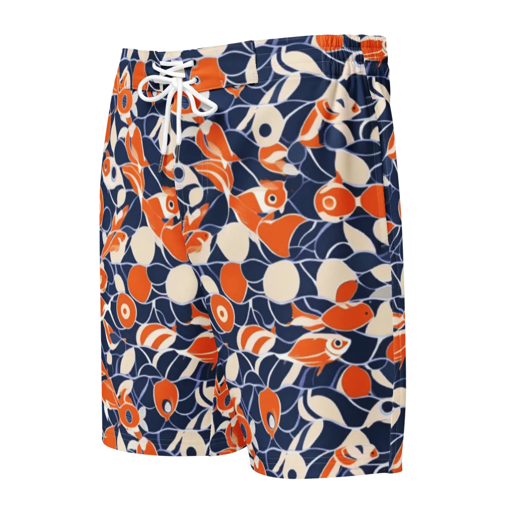 Navy Koi Garden on Men's Board Shorts — Front