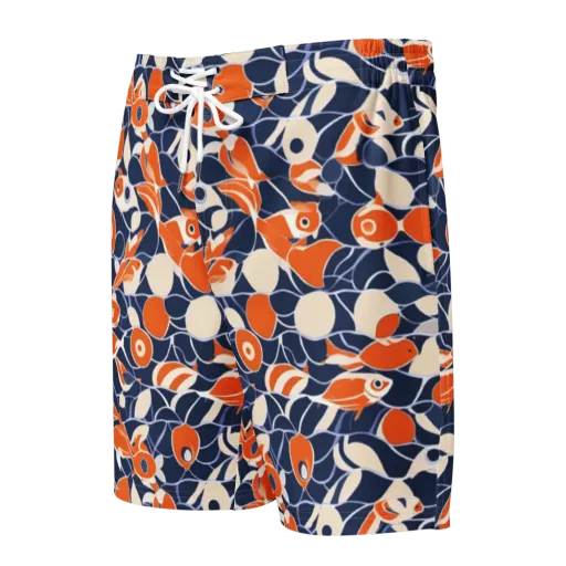 Navy Koi Garden on a Men's Board Shorts
