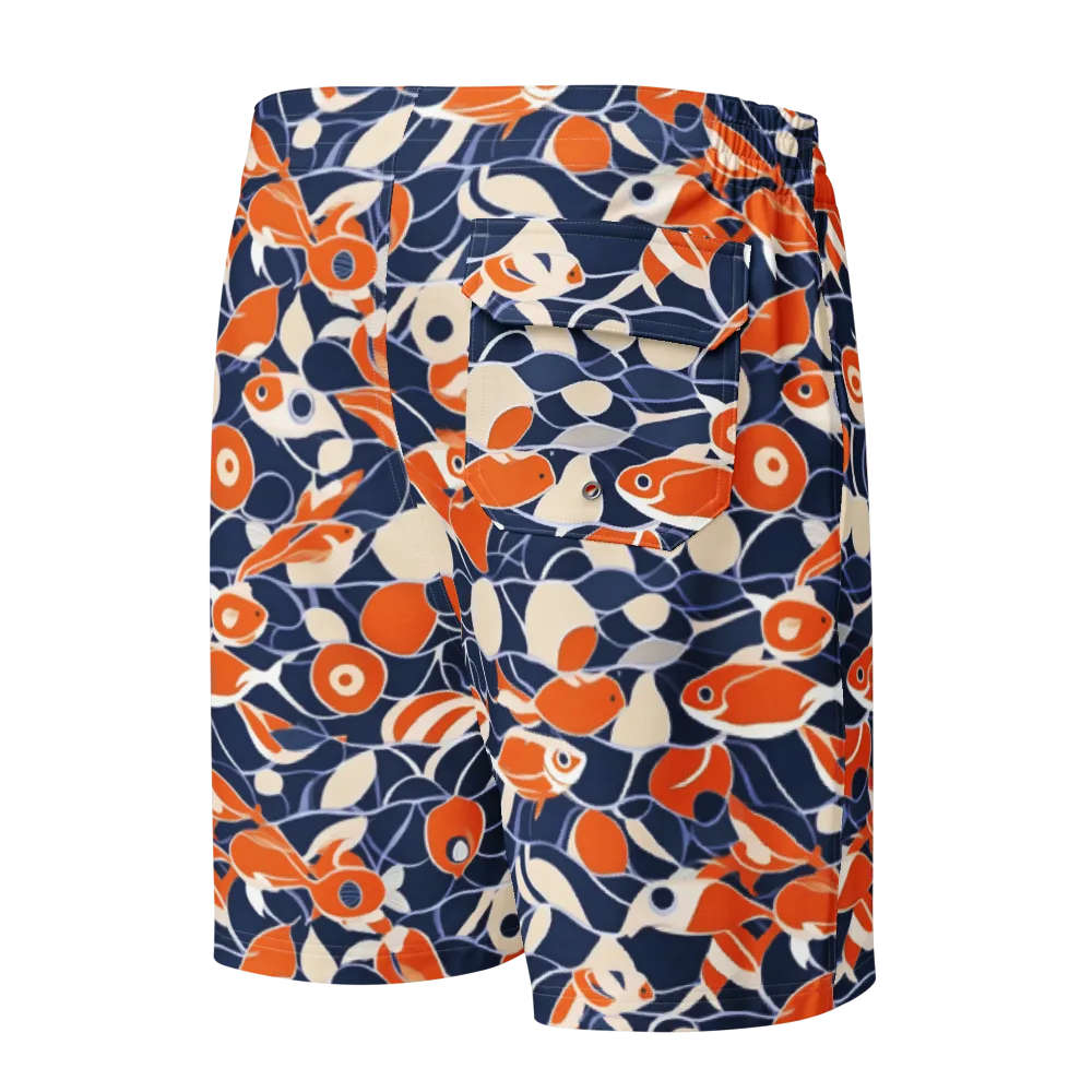 Navy Koi Garden on Men's Board Shorts — Back