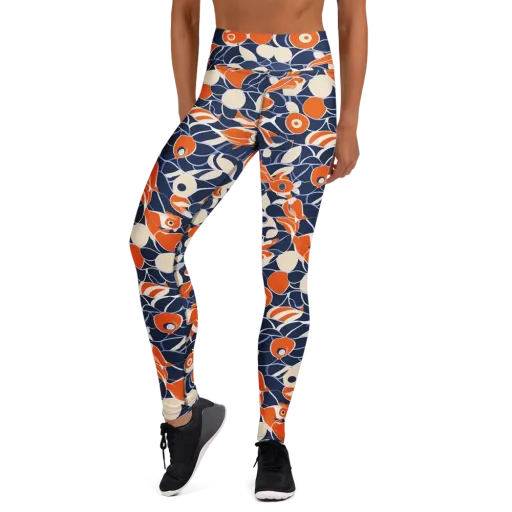 Navy Koi Garden on a Yoga Leggings