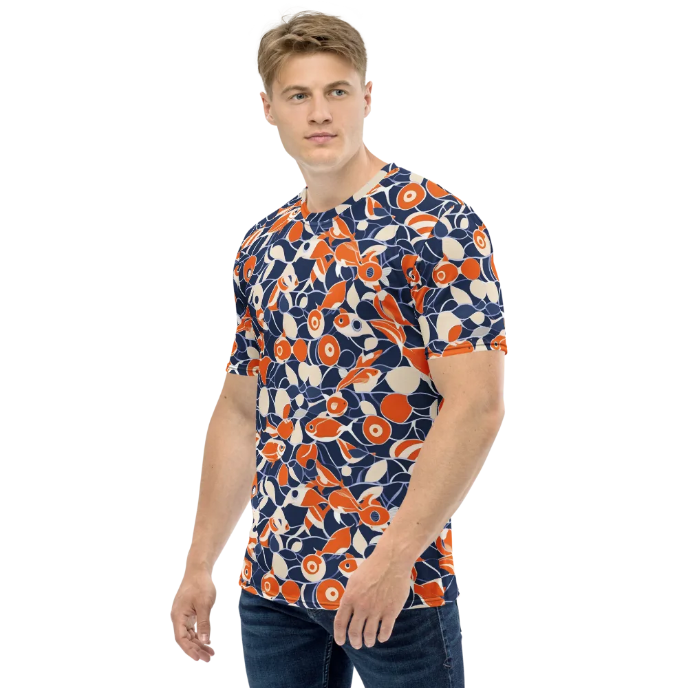 Navy Koi Garden on Men's Crew Neck T-Shirt — Left
