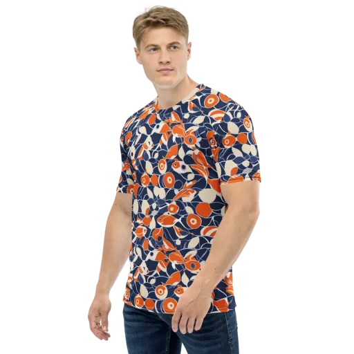 Navy Koi Garden on a Men's Crew Neck T-Shirt