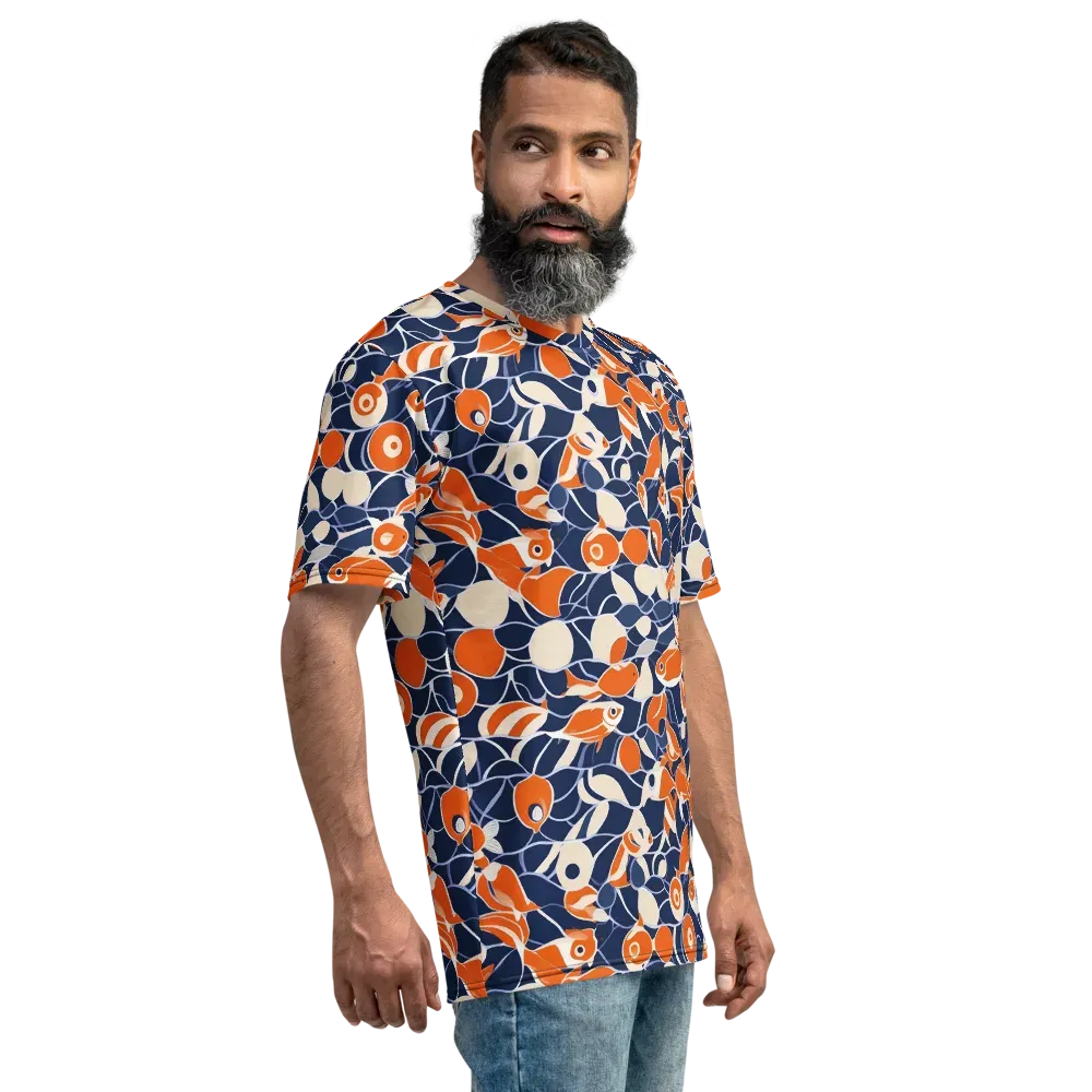 Navy Koi Garden on Men's Crew Neck T-Shirt — Right