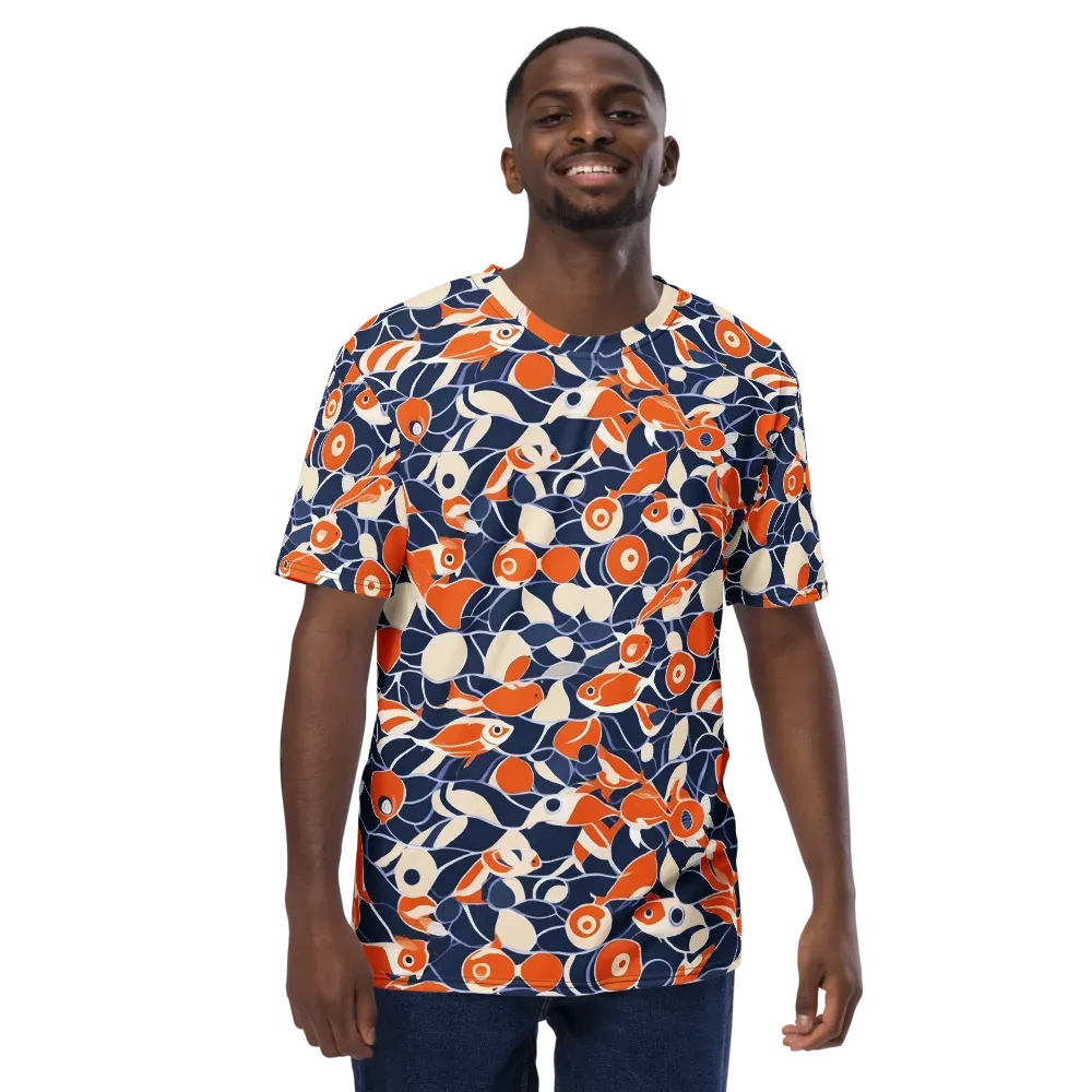 Navy Koi Garden on Men's Crew Neck T-Shirt — Front