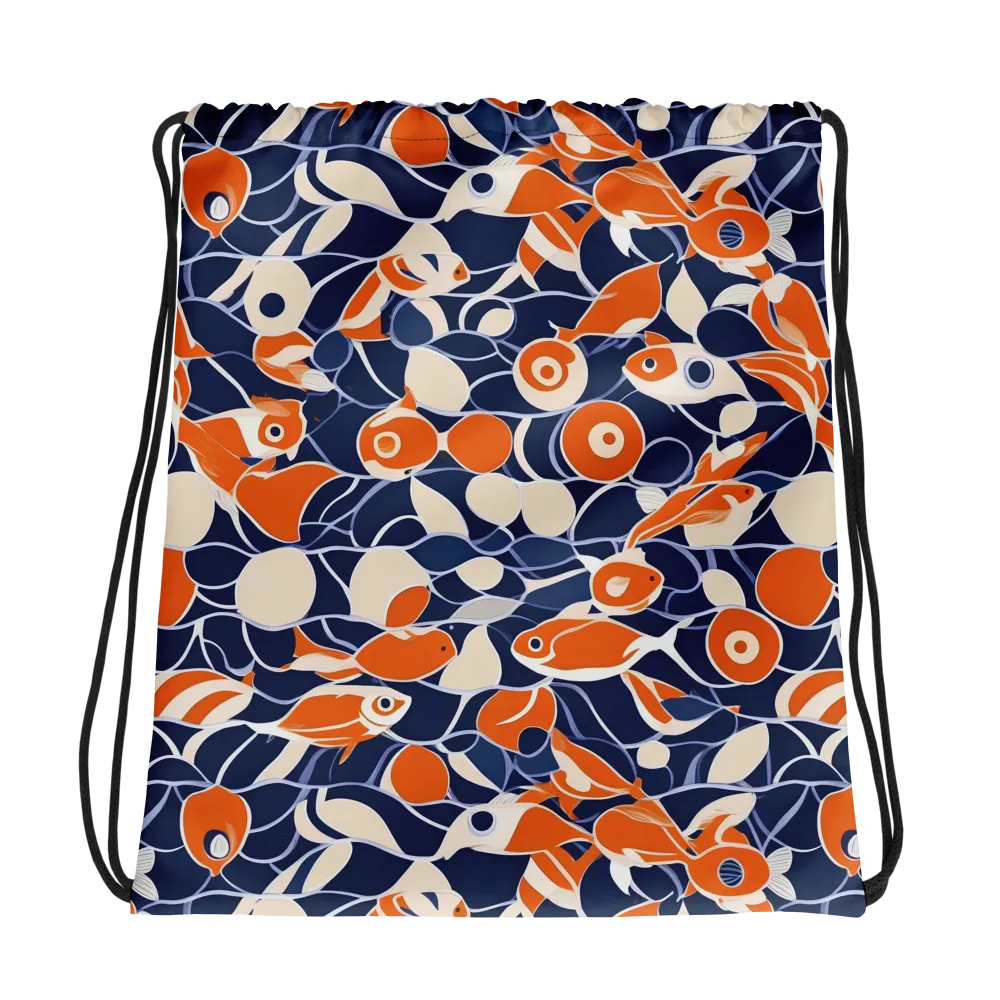 Navy Koi Garden on Drawstring Bag — Photo