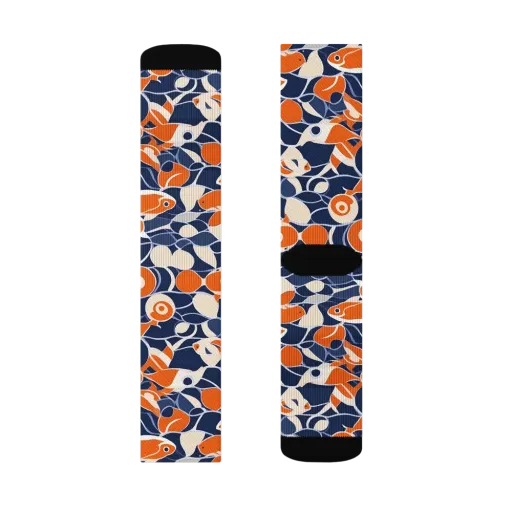 Navy Koi Garden on a Socks