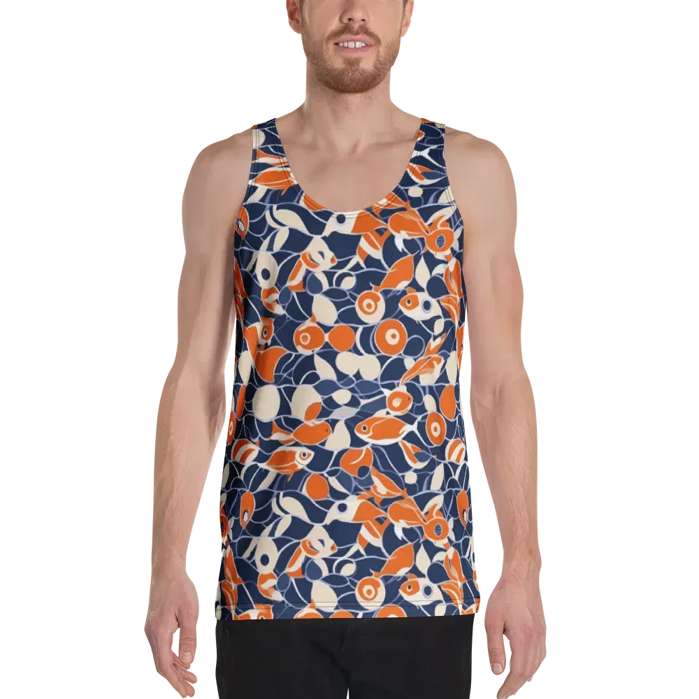 Navy Koi Garden on Men's Tank Top — Front