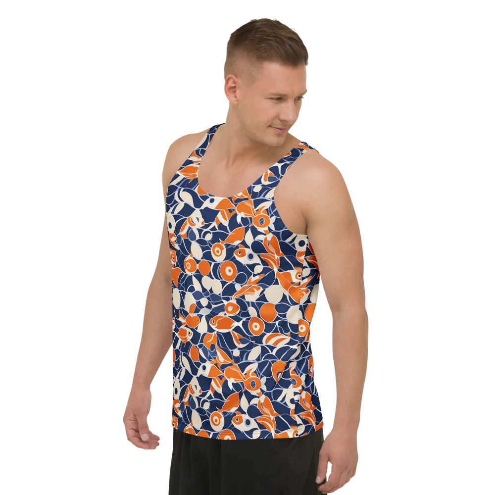 Navy Koi Garden on Men's Tank Top — Left Front