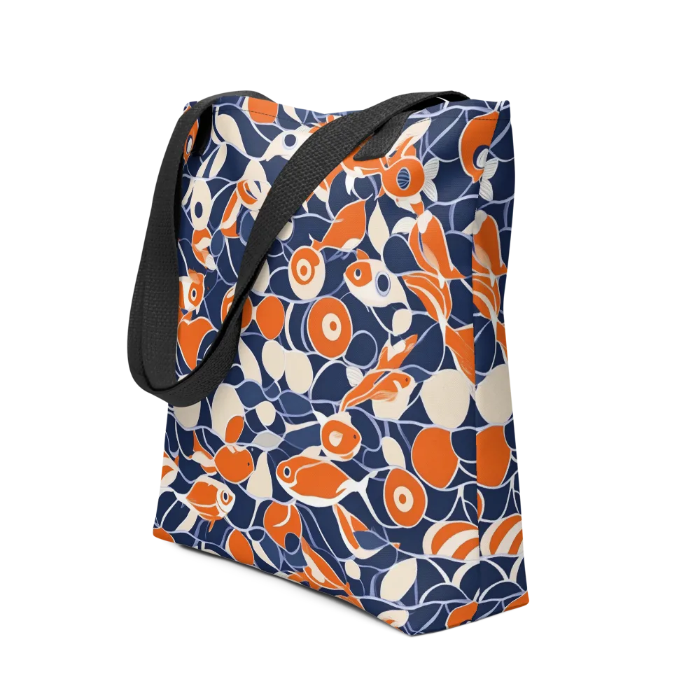Navy Koi Garden on Tote Bag — Front