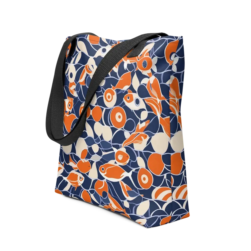 Navy Koi Garden on Tote Bag — Front