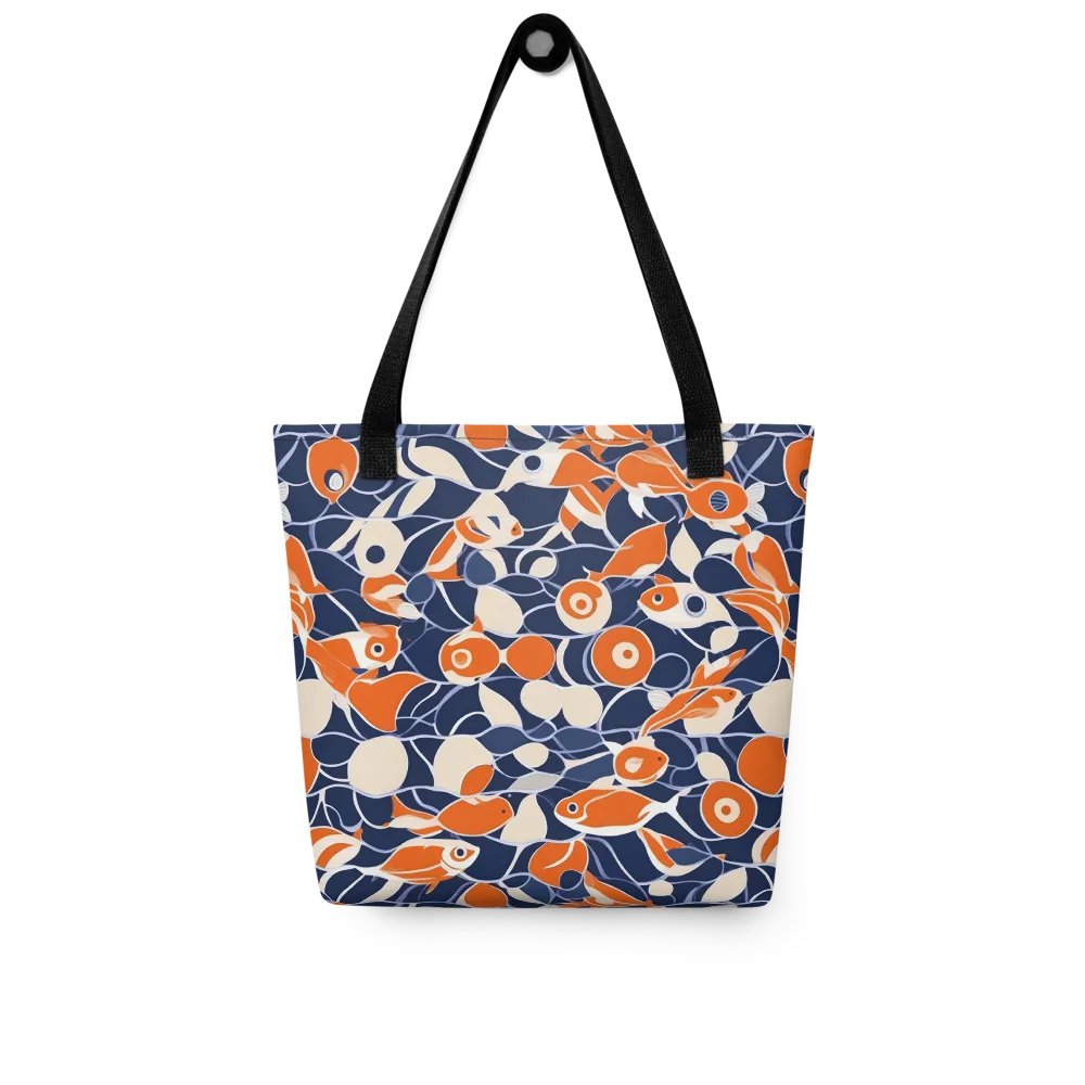 Navy Koi Garden on Tote Bag — Front