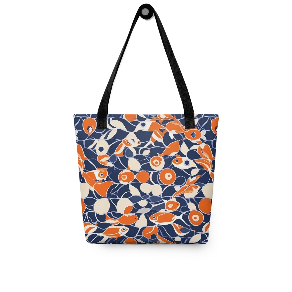 Navy Koi Garden on Tote Bag — Front
