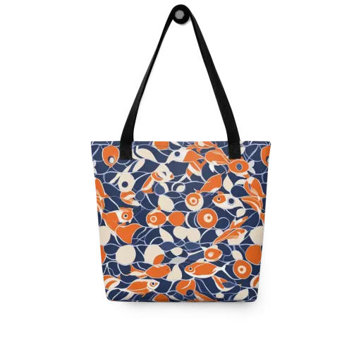 Navy Koi Garden on a Tote Bag