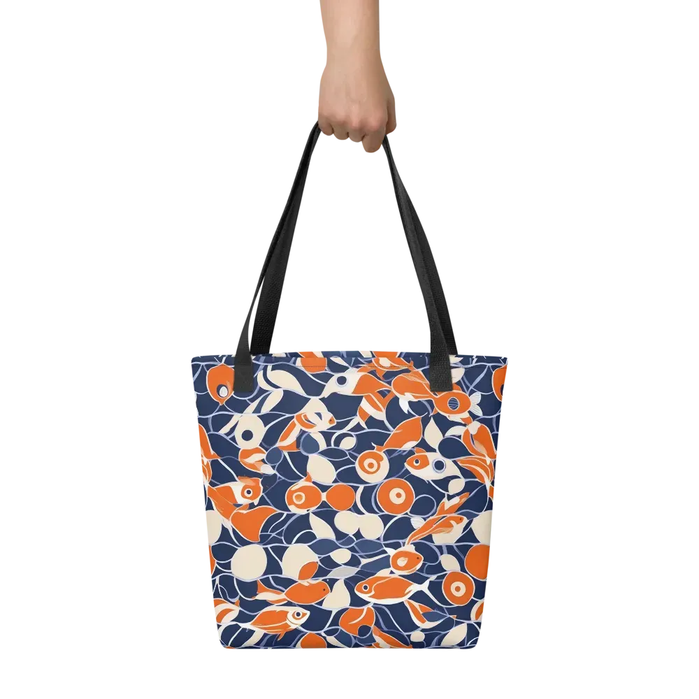 Navy Koi Garden on Tote Bag — Front