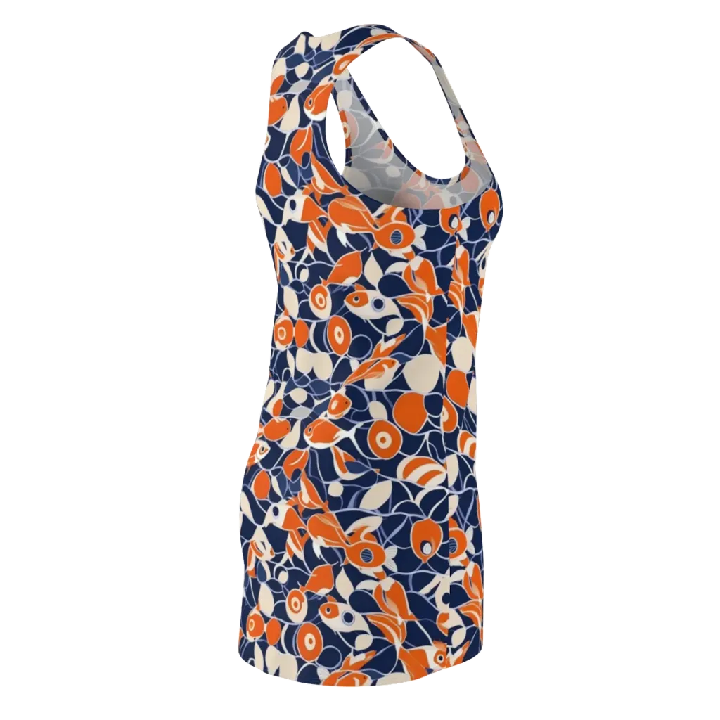 Navy Koi Garden on Racerback Dress — Back Side