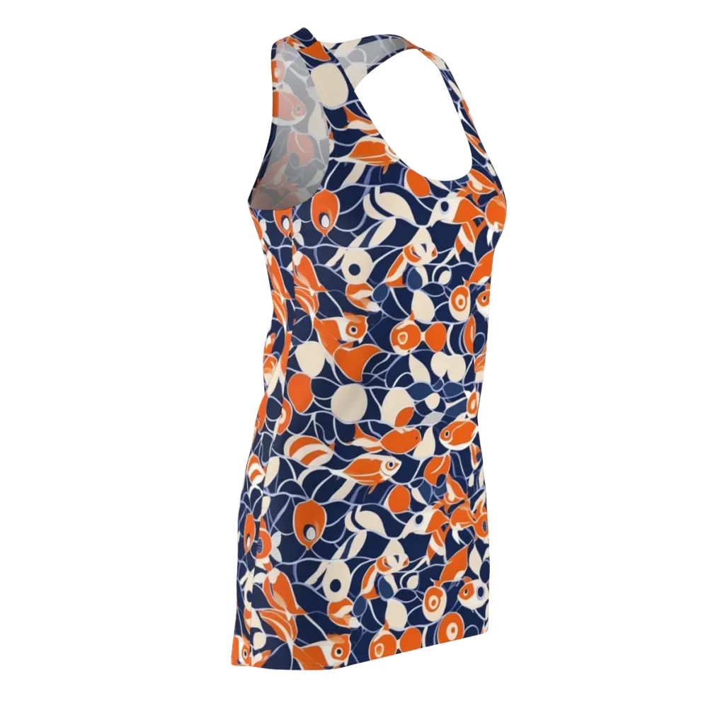 Navy Koi Garden on Racerback Dress — Front Side