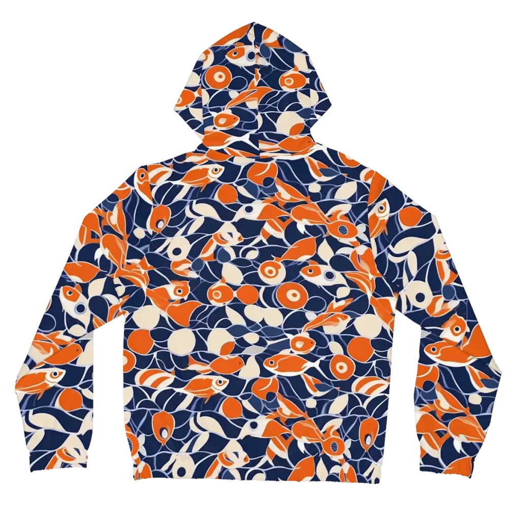Navy Koi Garden on Women's Full-Zip Hoodie — Back