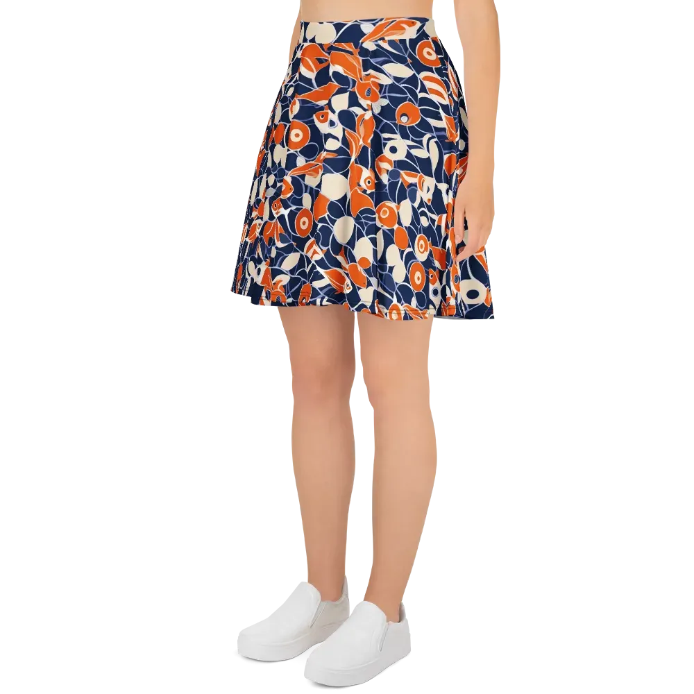 Navy Koi Garden on Skater Skirt — Left