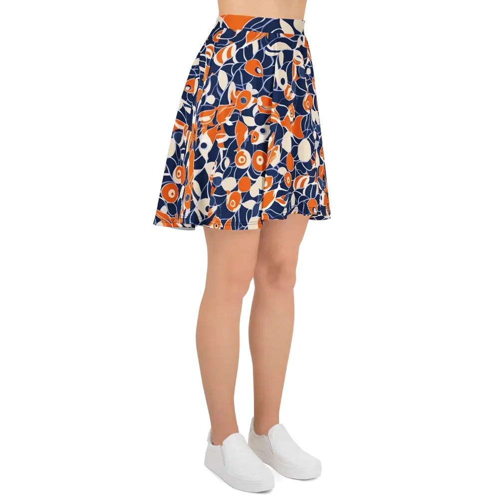 Navy Koi Garden on Skater Skirt — Right