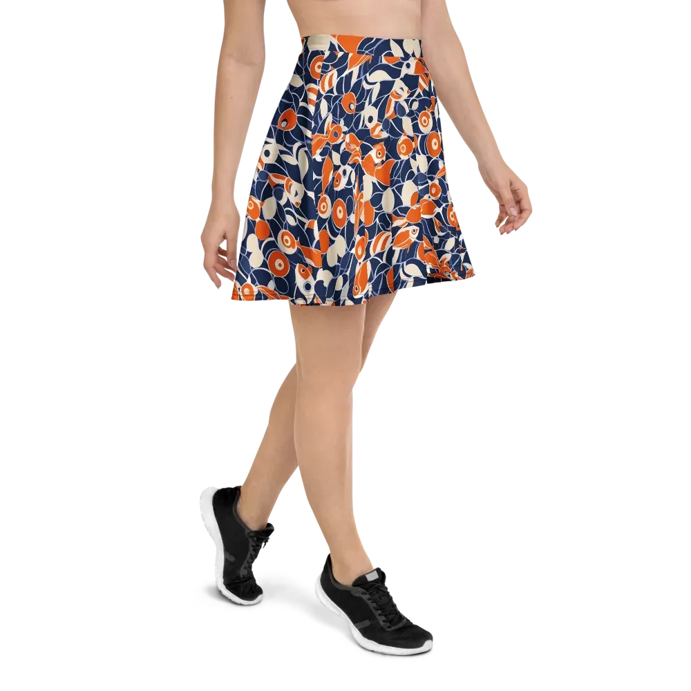 Navy Koi Garden on Skater Skirt — Right