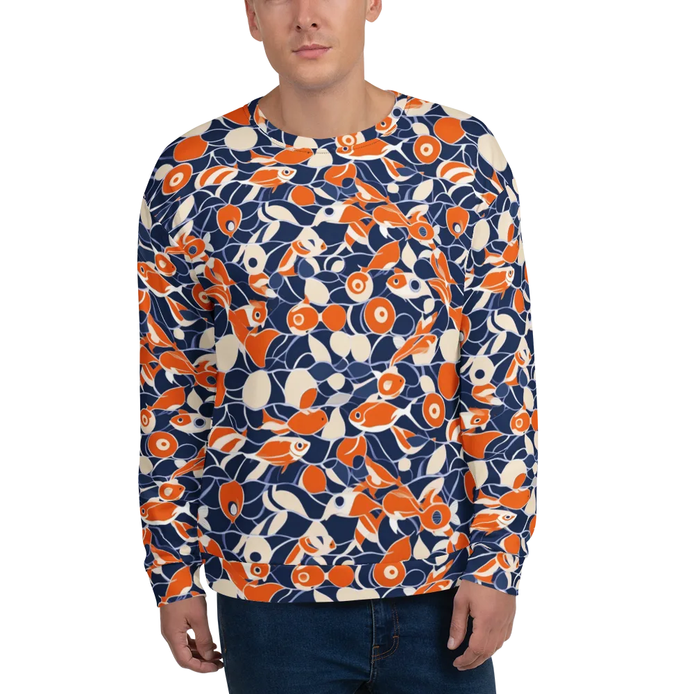 Navy Koi Garden on Sweatshirt — Front